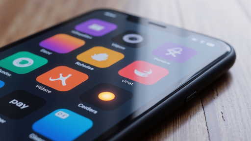 移动应用界面截图，手机屏幕显示，导航栏设计，功能图标排列整齐，用户界面简洁直观，现代移动应用设计风格